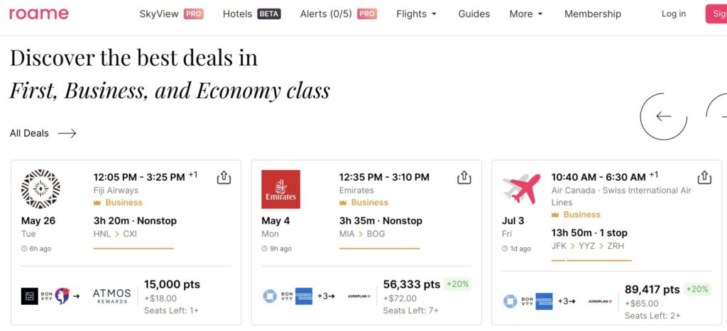 Screenshot of search results