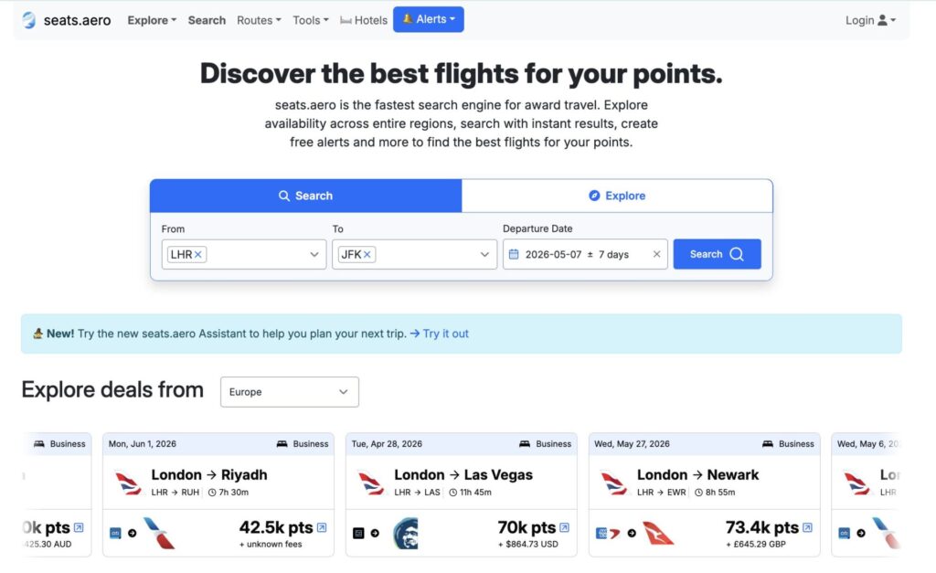 Screenshot of search results