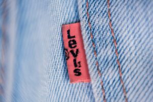 Close-up of the Levi's label on the pocket of jeans